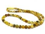 Collier en ambre balte naturel - perles rondes marbrées -