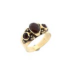 Vintage gouden ring met granaat, Handtassen en Accessoires, Ringen, Gebruikt, Overige kleuren, Ophalen of Verzenden, Kleiner dan 17