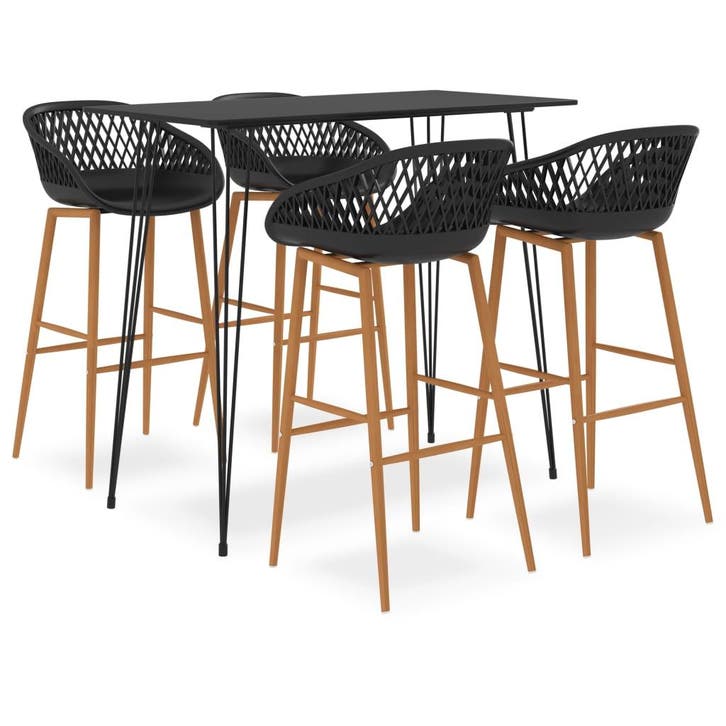 vidaXL 5-delige Barset zwart, Huis en Inrichting, Complete eetkamers, Nieuw, Verzenden