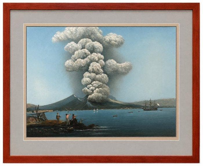 Italiaanse school (XX) - Eruzione del Vesuvio, Antiek en Kunst, Kunst | Schilderijen | Klassiek
