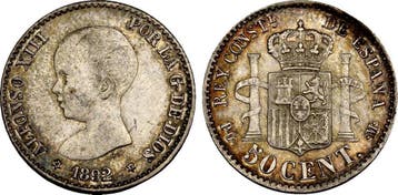 50 Centimes 1892 Spanien: Alfonso Xiii, 1886-1931:, Verzenden, België