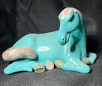 Paar Figuren - Twee turkooise paarden (Verkocht zonder