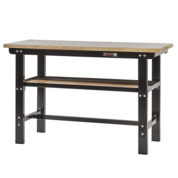 Werkbank zwart 150 cm met hardhouten blad, Doe-het-zelf en Bouw, Werkbanken, Ophalen of Verzenden, Nieuw