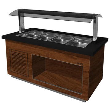 Verwarmd Buffet | PREMIUM LINE | Houtlook/Graniet | 4x 1/1, Verzenden, Nieuw in verpakking