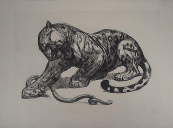 Paul Jouve (1878-1973) - Jaguar et serpent
