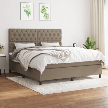 vidaXL Boxspring met matras stof taupe 160x200 cm, Verzenden, Nieuw