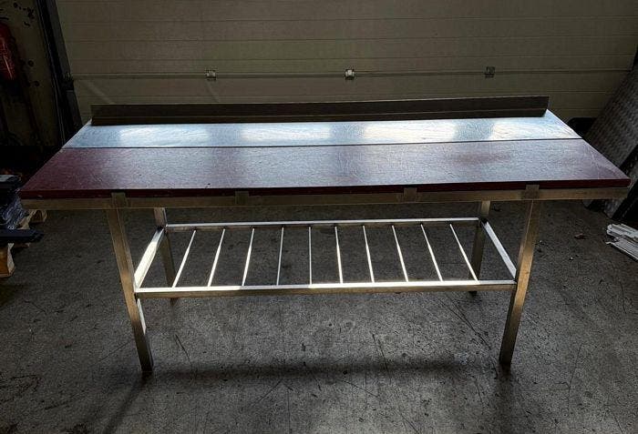 RVS Snijtafel, Werktafel, B200 x D80 x H87cm, Zakelijke goederen, Kantoor en Winkelinrichting | Winkel en Inventaris