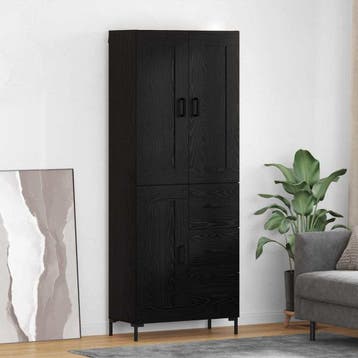 vidaXL Highboard 2 st Zwart Eiken 69,5 x 34 x 180 cm Bewerkt, Verzenden
