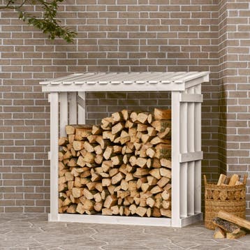 vidaXL Haardhoutrek 108x64,5x109 cm massief grenenhout wit, Verzenden