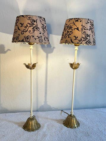 Tafellamp (2) - Flowered - Staal, Textiel - Set
