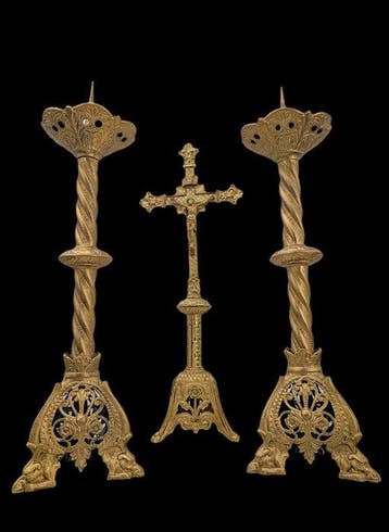 Antiek Crucifix (3) - Verguld brons - 1850-1900 - Prachtige