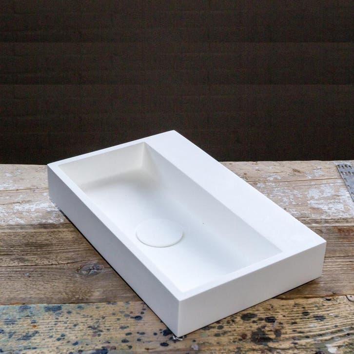 Fontein Crosstone Solid Surface Rechthoek 38x24x7 cm Mat Wit, Doe-het-zelf en Bouw, Sanitair, Overige typen, Nieuw, Ophalen of Verzenden
