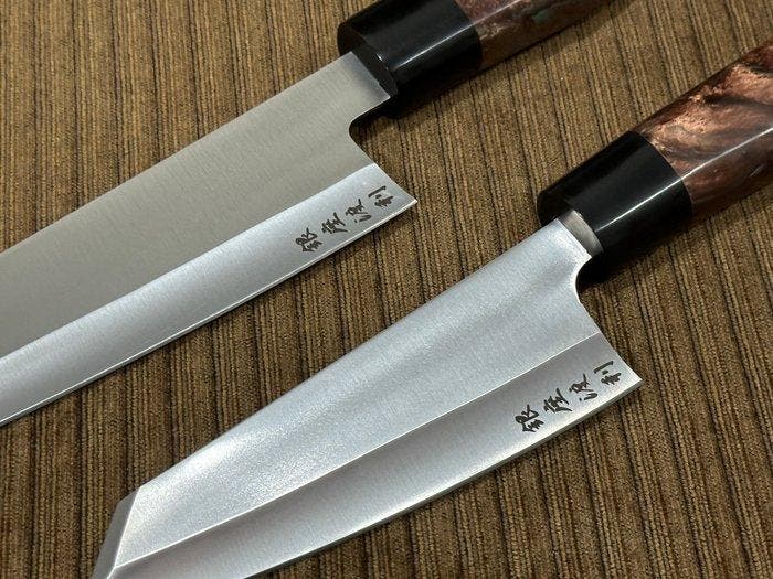 Keukenmes - Bunka - Handafgewerkte Japans Bunka-messen-set -, Antiek en Kunst, Antiek | Keukengerei