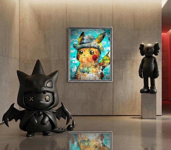 Moabit - Pikachu with Grey Felt Hat X Van Gogh 085 X Urban, Antiquités & Art, Art | Objets design