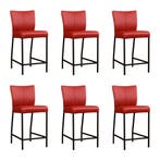 Set van 6 Leren barkruk Revolt laag - Toledo Red (rood) -, Ophalen of Verzenden