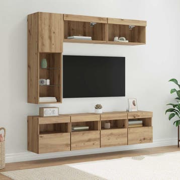 vidaXL TV Kast 7 st Artisan Eiken Bewerkt hout, Verzenden, Nieuw