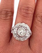 Ring - 18 karaat Witgoud Diamant (Natuurlijk) - Diamant, Handtassen en Accessoires, Ringen, Nieuw