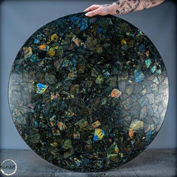 Natuurlijke Galaxy-labradoriet Tafelblad / Bord- 15341.92 g