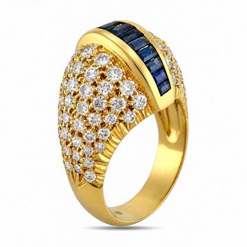 Bague - 18 carats Bague en or jaune 18 carats avec saphir et, Bijoux, Sacs & Beauté