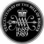 Verenigd Koninkrijk. 2 Pounds 1989 The Bill of Rights and