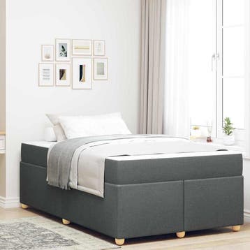 vidaXL Bedframe met matras Donkergrijs 120 x 190 cm Stof, Verzenden, Nieuw