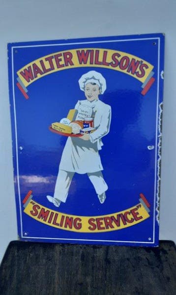 WALTER WILLSONS SMILING SERVICE - Reclamebord - Emaille