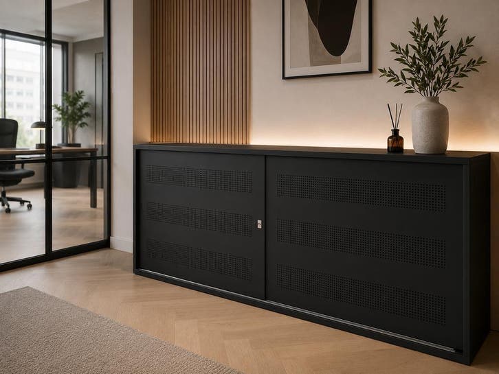 Nieuwe Zwarte Archiefkast Voor Op Kantoor - Schuifdeurkast, Huis en Inrichting, Kasten | Roldeurkasten en Archiefkasten, Nieuw