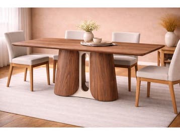 Veiling -  Eettafel Walnoot 240x110x76 - Rechthoek ronde ran, Huis en Inrichting, Tafels | Eettafels, Nieuw