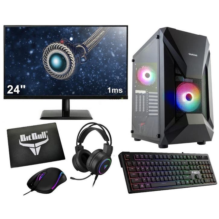 AMD Ryzen 5 RGB Budget Game PC SET COMPLEET met 24 1ms S..., Computers en Software, Desktop Pc's, Nieuw, Ophalen of Verzenden