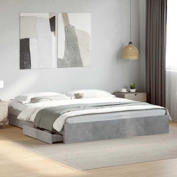 vidaXL Bedframe met lades bewerkt hout betongrijs 180x200 cm, Huis en Inrichting, Slaapkamer | Bedden, Verzenden, Nieuw