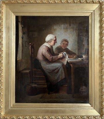 Johannes Helder (1842-1913) - The Sewing Lesson