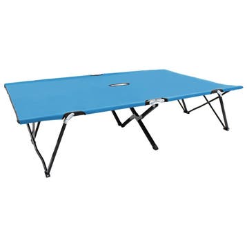 vidaXL Ligbed 2-persoons inklapbaar staal blauw, Verzenden