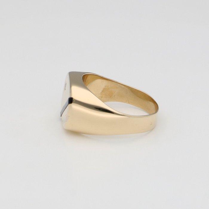 Bague - 14 carats Or jaune - Diamant / Emaille, Handtassen en Accessoires, Ringen