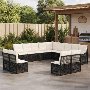 vidaXL Tuinbank Set 13 st Zwart poly rattan, Verzenden, Nieuw