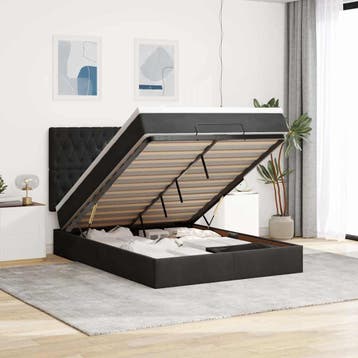 vidaXL Ottoman bed met matrassen 140x200cm fluweel zwart, Verzenden, Nieuw