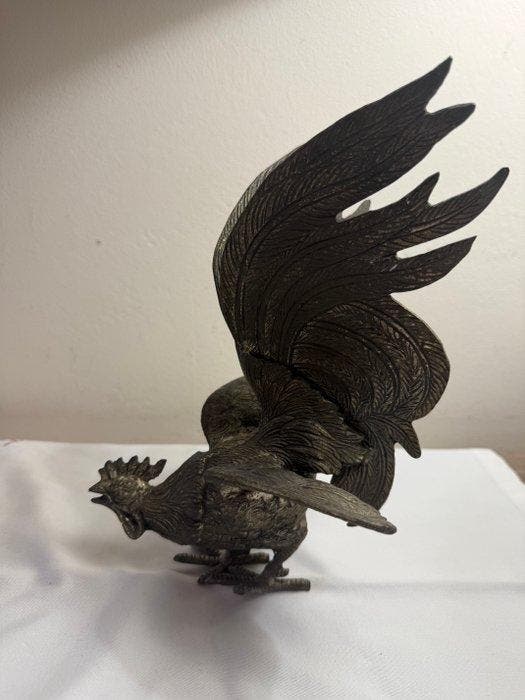 Figuur - Vintage Fighting Roosters Figurines - Koper, Antiquités & Art, Curiosités & Brocante