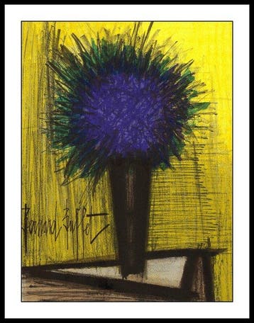 Bernard Buffet (1928-1999) - Le bouquet violet, Antiquités & Art