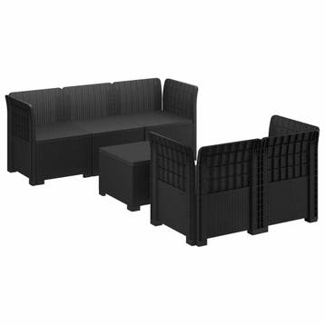 vidaXL 5-Zits Tuinbank Rattanlook PP Antraciet, Verzenden, Nieuw