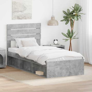 vidaXL Bedframe Betonnen Grijs 75 x 190 cm Massief, Verzenden