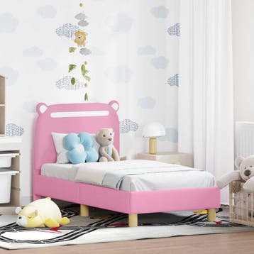 vidaXL Peuterbedframe met hoofdboard Roze 70 x 140 cm Stof, Verzenden, Nieuw