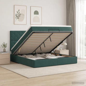 vidaXL Ottoman bed met matras Donkergroen 140 x 200 cm, Verzenden