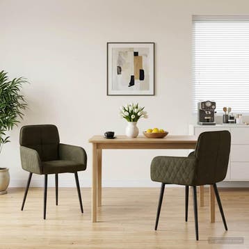 vidaXL Eetstoelen 2 st Kunst Suède Leer Leger Groen, Huis en Inrichting, Stoelen, Verzenden, Nieuw