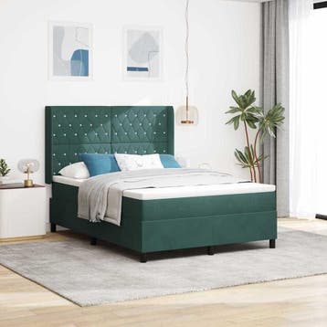vidaXL Boxspring bed met matras Donkergroen 140 x 200 cm, Verzenden, Nieuw