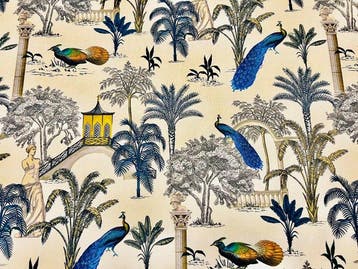 Katoenen stof van organisch katoen “Royal Peacock Garden” –