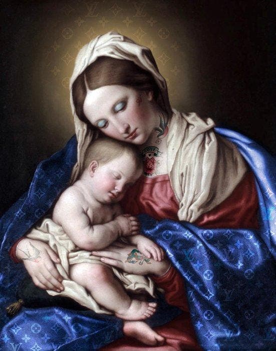 Slasky - Madonna con Bambino, Antiek en Kunst, Kunst | Schilderijen | Modern