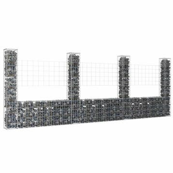 vidaXL Schanskorf U-vormig met 4 palen 380x20x150 cm ijzer, Tuin en Terras, Tuinhekken en Hekwerk, Verzenden, Nieuw