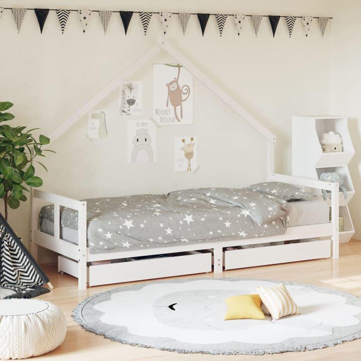 vidaXL Kinderbedframe met lades 80x200 cm massief grenenhout, Enfants & Bébés, Chambre d'enfant | Lits, Envoi
