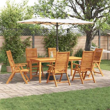 vidaXL Tuin Eettafel Set 7 st Bruin Massief Acacia Hout, Verzenden, Nieuw