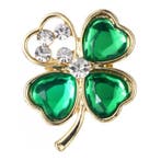 Fako Bijoux - Broche - Klavertje Vier - Groen - Kristal -, Verzenden