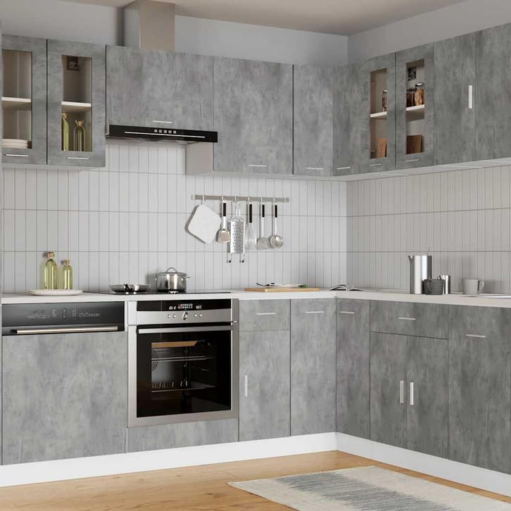 vidaXL Bovenkast Lyon 60x31x60 cm bewerkt hout betongrijs, Maison & Meubles, Armoires | Autre, Envoi